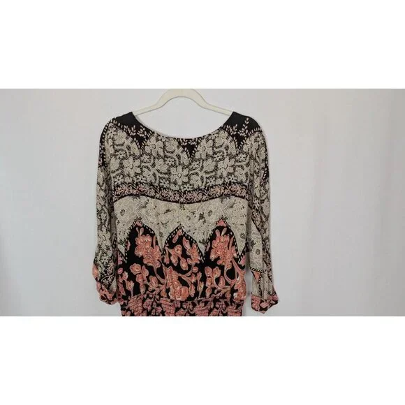 Vintage 90 Y2K Carol Little 12 Maxi Dress Patchwork Floral Tie Front Bohemian - Picture 9 of 14